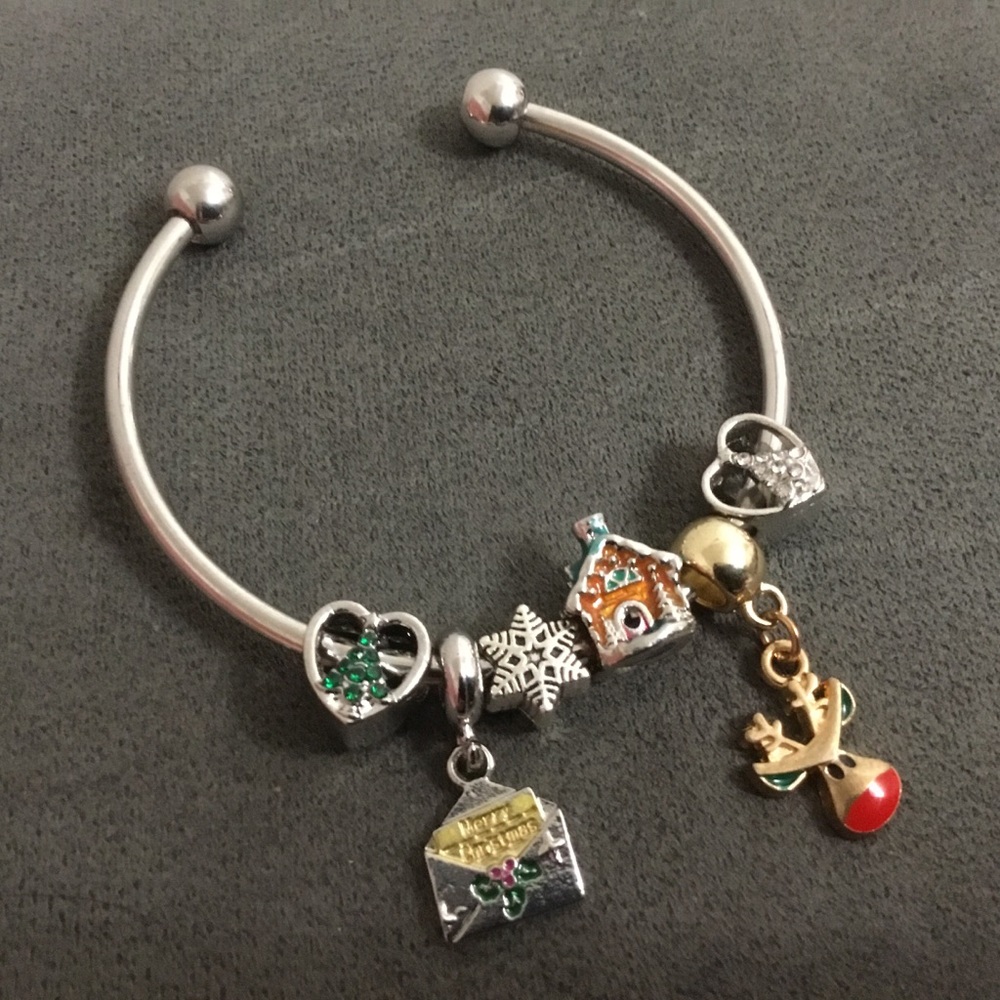 Silver Christmas Charm Bracelet